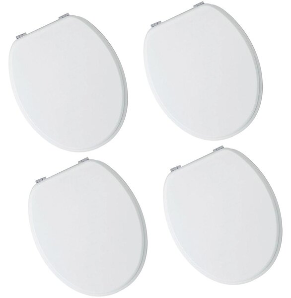 Schläfer 4665104 | Joker- Confezione 4Pz, Sedile Copriwater Universale, Tavoletta Wc, Sedile Wc, Tavoletta Copri Wc Bagno in Legno Mdf Laccato, Cerniere in Metallo Regolabili. Bianco Lucido