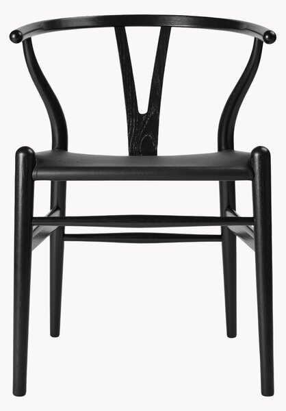 Sedia con braccioli in pelle CH24P