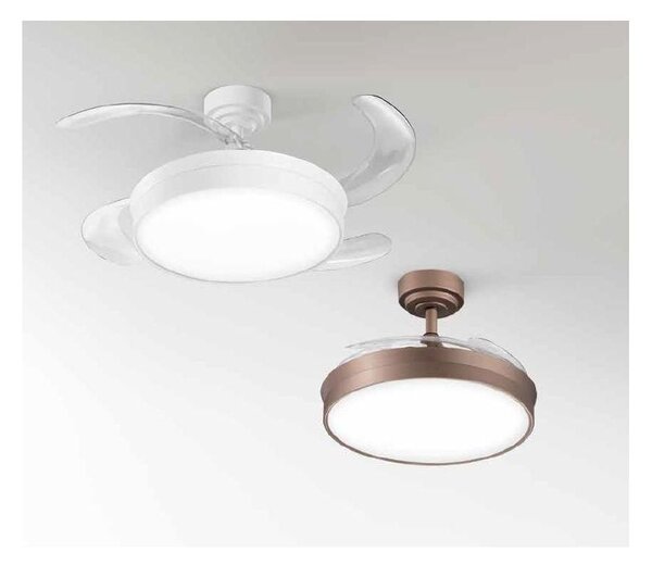 OPEN + VENTILATORE BIANCO O MARRONE D106 CM CON PALE A SCOMPARSA LED 36W LUCE CCT DIMMERABILE TELECOMANDO INCLUSO