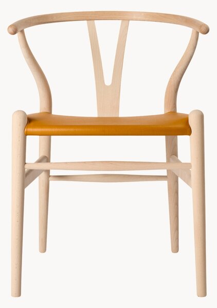 Sedia con braccioli in pelle CH24P