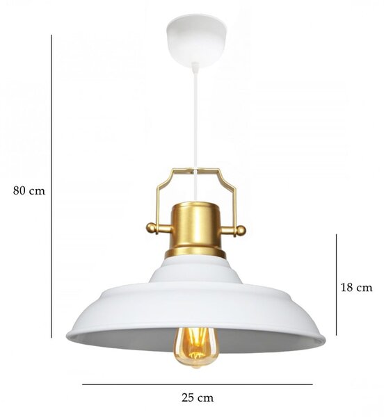 Lampadario bianco con paralume in metallo ø 25 cm Tarsus – Opviq lights
