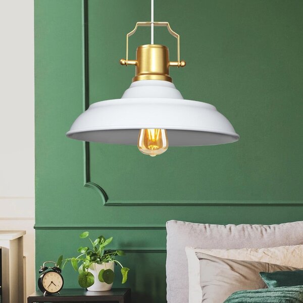 Lampadario bianco con paralume in metallo ø 25 cm Tarsus – Opviq lights