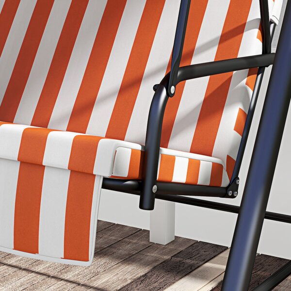 Outsunny Dondolo da Giardino Esterno 3 posti con Tendalino Regolabile e Telaio in Acciaio 172x110x153 cm Arancione | Aosom Italy