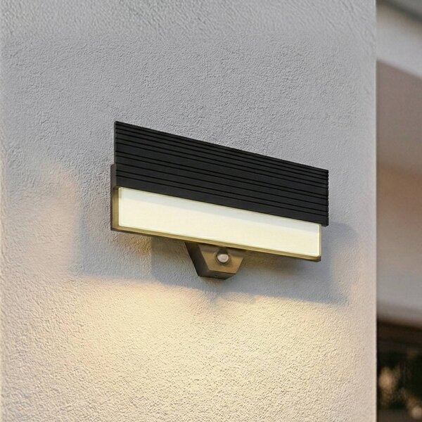 Lucande Applique da esterni LED Melira, sensore, antracite, IP65 Melira, Nero, Alluminio, Moderno
