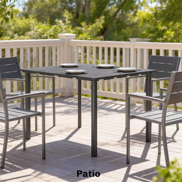 Outsunny Tavolo da Pranzo da Giardino per 6 Persone con Piano in HDPE Struttura Metallica per Patio 120x90x74 cm Nero | Aosom Italy