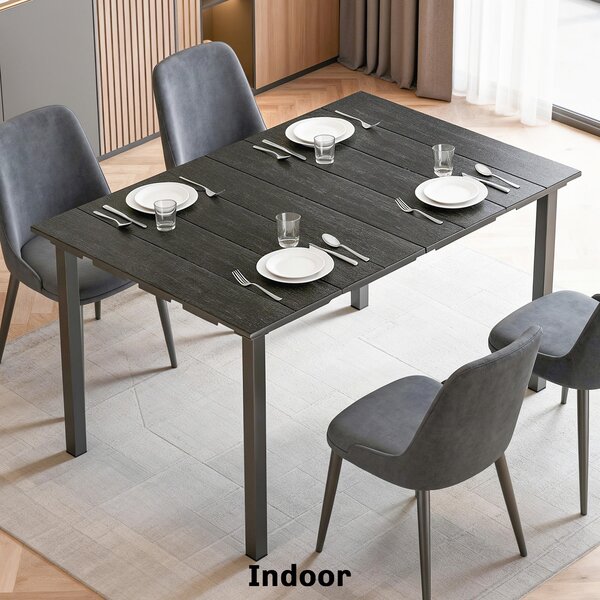 Outsunny Tavolo da Pranzo da Giardino per 6 Persone con Piano in HDPE Struttura Metallica per Patio 120x90x74 cm Nero | Aosom Italy