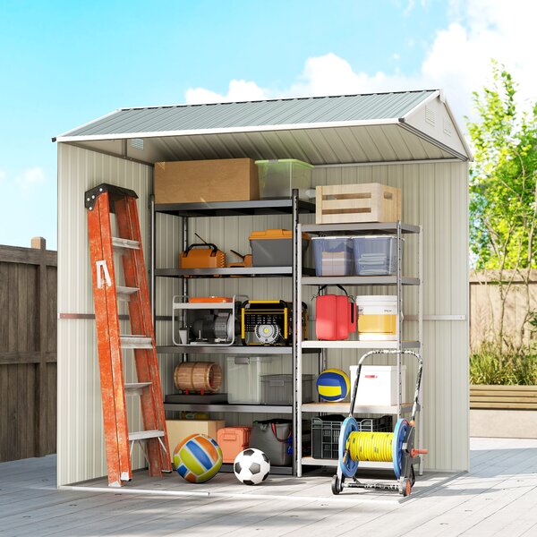 Outsunny Casetta attrezzi in metallo 3,5 m², capanno alto richiudibile con tetto a due falde, aerazioni e guanti, 209 x 177 x 236 cm | Aosom Italy