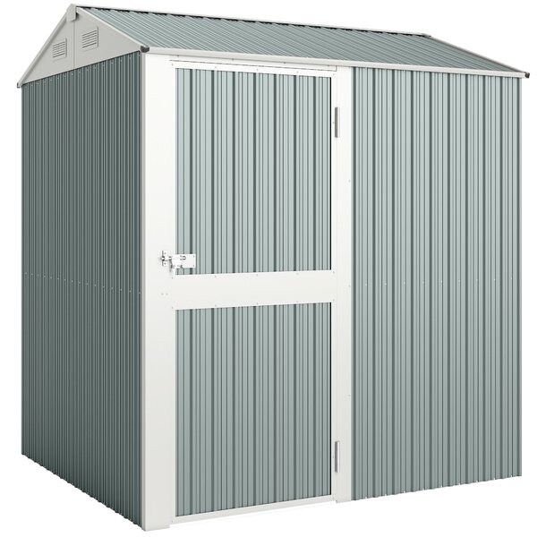 Outsunny Casetta attrezzi in metallo 3,5 m², capanno alto richiudibile con tetto a due falde, aerazioni e guanti, 209 x 177 x 236 cm | Aosom Italy