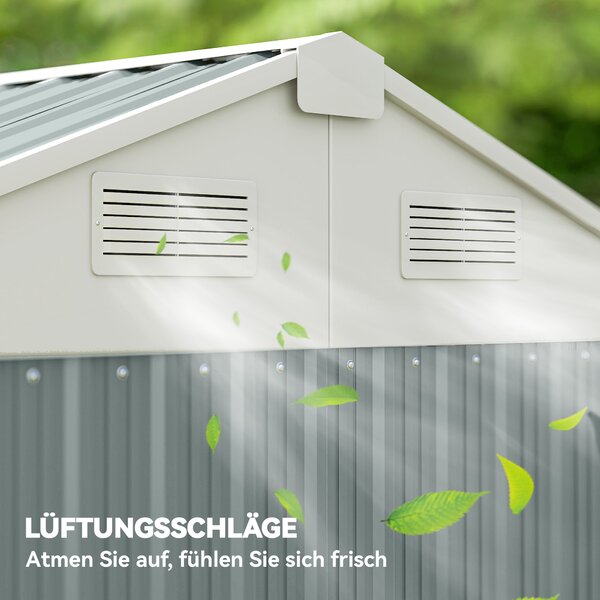 Outsunny Casetta attrezzi in metallo 3,5 m², capanno alto richiudibile con tetto a due falde, aerazioni e guanti, 209 x 177 x 236 cm | Aosom Italy
