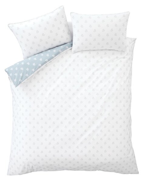 Set copripiumino e federa bianco e blu in cotone per letto matrimoniale 200x200 cm Esme Floral – Bianca