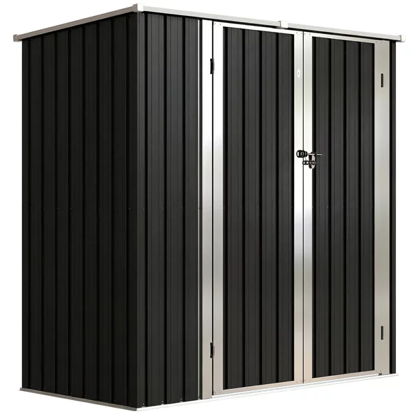 Outsunny Capanno da Giardino Esterno Metallico 1,37 m² 163x89x163 cm con Tetto Inclinato, Porte con Chiavistello e Guanti, Grigio | Aosom Italy