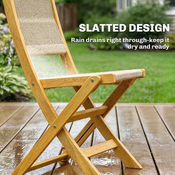 Outsunny Set per balcone 3 pezzi Polyrattan Legno pieghevole Set mobili da giardino con tavolo e 2 sedie, traspirante | Aosom Italy