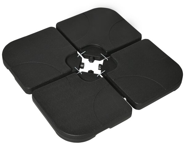 Outsunny Base per Ombrellone Set 4 Pezzi in HDPE Riempibile con Acqua o Sabbia, 104x104x7.5 cm, Nera|Aosom