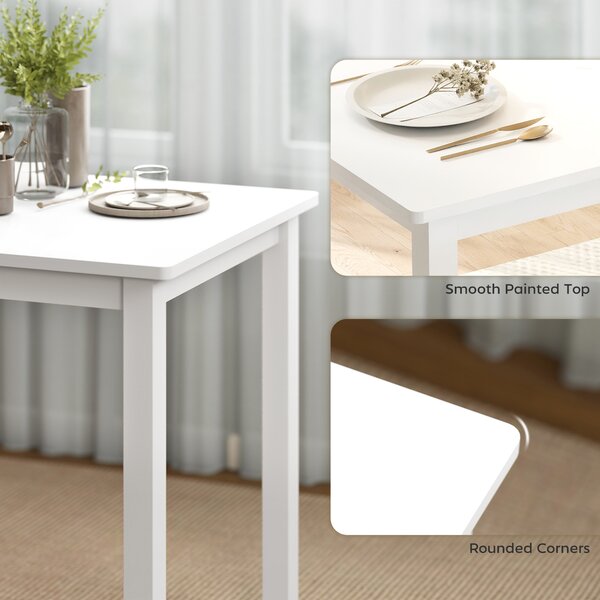 HOMCOM Set da tavolo da pranzo a 3 pezzi con 2 sedie, Tavolo da cucina per spazi compatti, Sedie imbottite, Salvaspazio, MDF, Bianco | Aosom Italy
