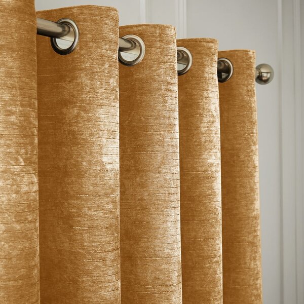 Tende in set termoisolanti gialle in ciniglia 2 pz 168x229 cm Selene Luxury Chenille – Hyperion