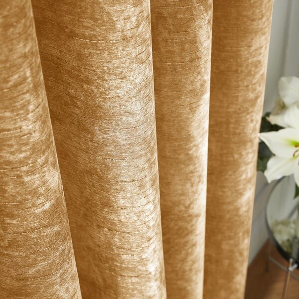 Tende in set termoisolanti gialle in ciniglia 2 pz 168x229 cm Selene Luxury Chenille – Hyperion