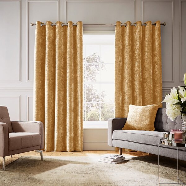 Tende in set termoisolanti gialle in ciniglia 2 pz 168x229 cm Selene Luxury Chenille – Hyperion