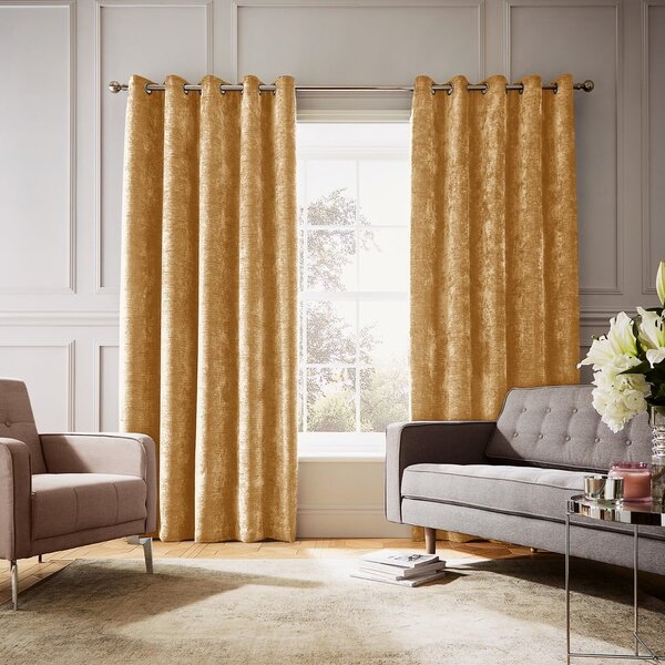 Tende in set termoisolanti gialle in ciniglia 2 pz 168x229 cm Selene Luxury Chenille – Hyperion