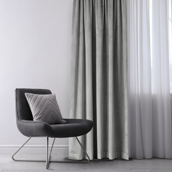 Tenda parzialmente oscurante grigio chiaro in velluto 140x245 cm Eyelets – Restilo