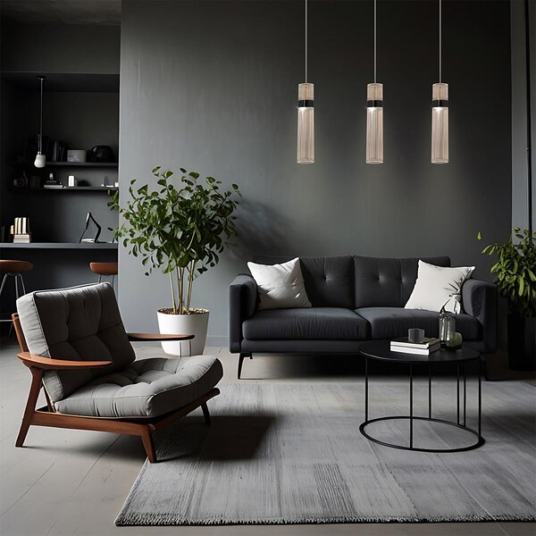 Lampada a sospensione decorativa moderna, tubo trasparente, elementi cromati, LED a colori variabili 6W AMBIENTE Light Prestige