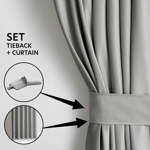 Tenda parzialmente oscurante grigio chiaro in velluto 140x245 cm Eyelets – Restilo