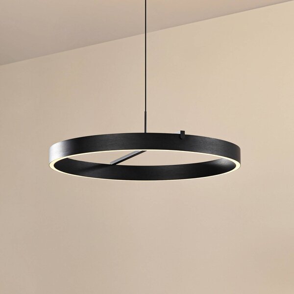 Lucande Lampada a sospensione LED Rovan, Ø 60 cm, nera, CCT, dimmerabile Rovan Lucande,, Nero, Soggiorno / Sala da pranzo, Metallo, Moderno