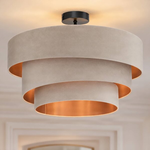 Plafoniera soffitto Jusari Lindby, dimmerabile, Crema / Ambra, Soggiorno / Sala da pranzo, Tessuto / Stoffa / Seta, Moderno, Plafoniera