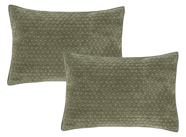 Federe decorative in set in velluto 2 pz 50x75 cm Attica Velvet Embroidered – Bianca