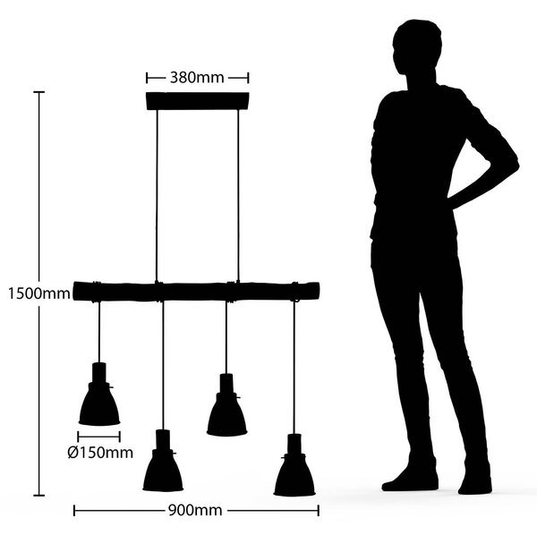 Lampada a sospensione Trebale Lindby, dimmerabile, Nero, Soggiorno / Sala da pranzo, Metallo, Scandinavo, Lampada a sospensione