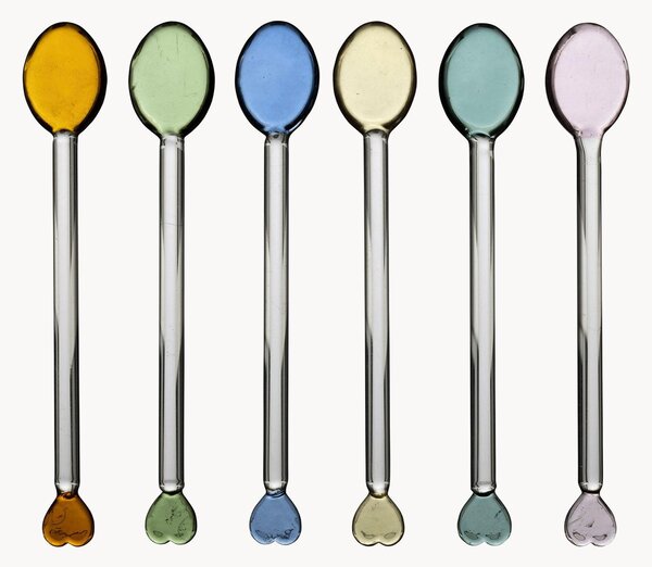 Set di 6 bacchette da cocktail in vetro borosilicato Colorea