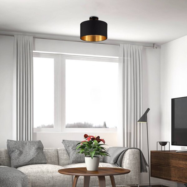 B.K. Licht Plafoniera soffitto Kari, dimmerabile, Nero, Soggiorno / Sala da pranzo, Tessuto / Stoffa / Seta, Moderno, Plafoniera