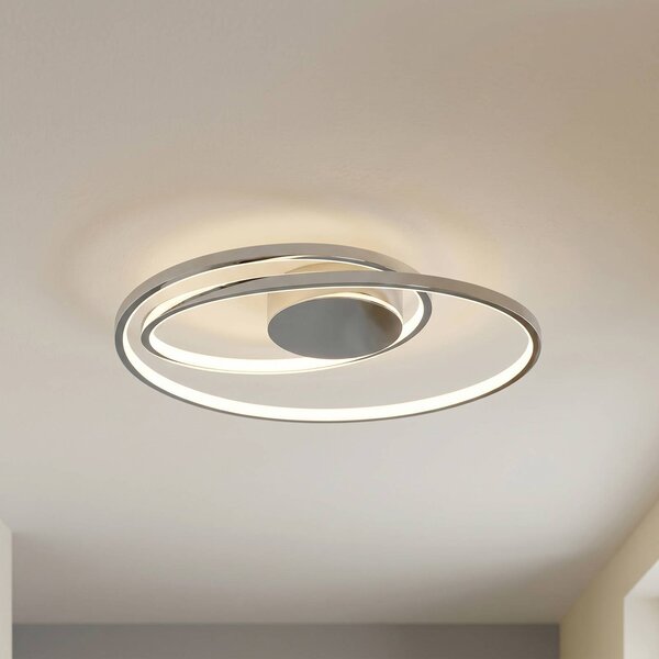 Plafoniera a LED Maire Lucande, dimmerabile, Cromo / Argento, Soggiorno / Sala da pranzo, Alluminio, Moderno, Plafoniera LED