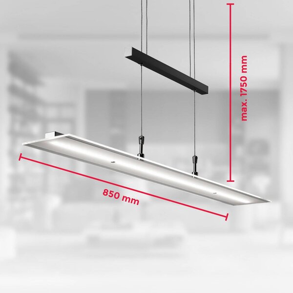 B.K. Licht Lampada a sospensione Tick, dimmerabile, Nero, Soggiorno / Sala da pranzo, Vetro, Moderno, Lampada a sospensione