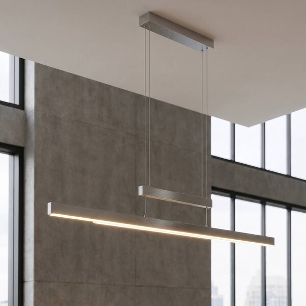 Trio Lighting Lampada LED a sospensione Trajan, 2.700-5.000K, nichel opaco dimmerabile, Alluminio / Grigio / Zincato, Soggiorno / Sala da pranzo, Metallo, Moderno