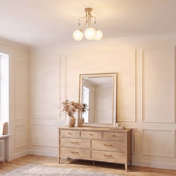 Plafoniera soffitto Celeste Milagro Lighting, dimmerabile, Ottone / Oro, Soggiorno / Sala da pranzo, Metallo, Plafoniera