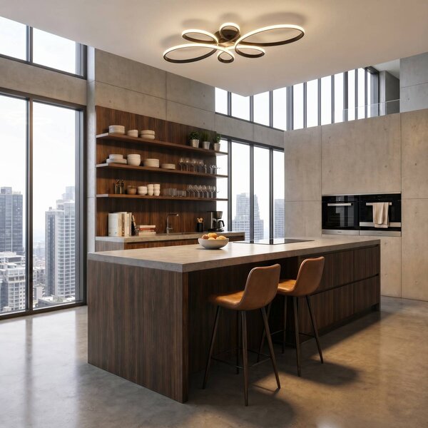 Trio Lighting Plafoniera a LED Fly, dimmerabile, Nero, Soggiorno / Sala da pranzo, Metallo, Moderno, Plafoniera LED