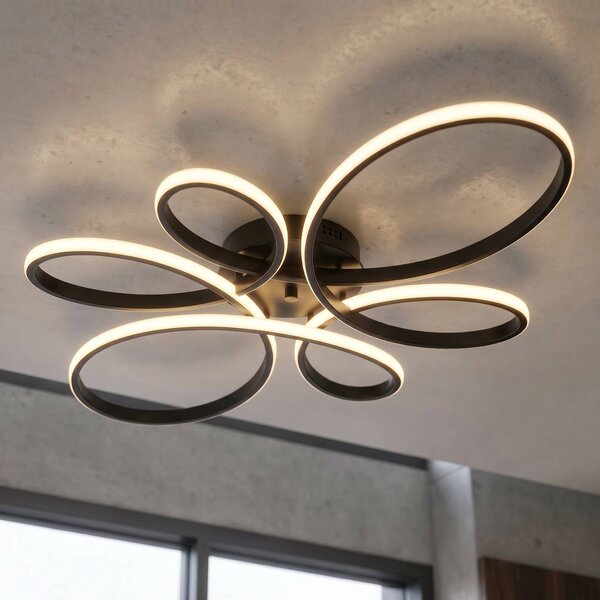 Trio Lighting Plafoniera a LED Fly, dimmerabile, Nero, Soggiorno / Sala da pranzo, Metallo, Moderno, Plafoniera LED