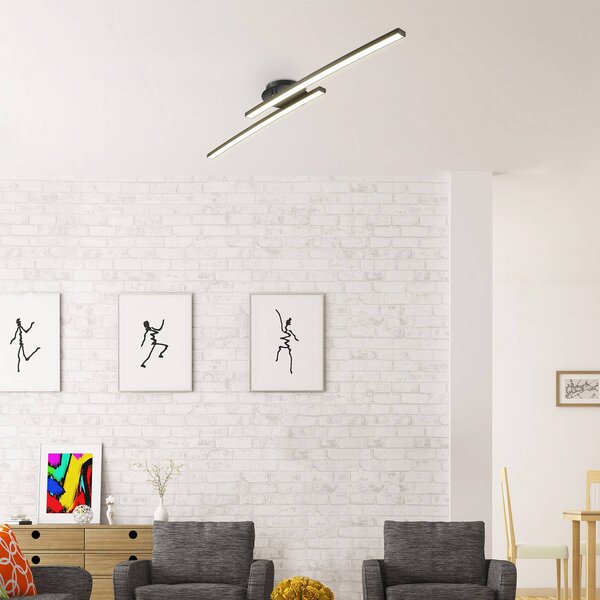 B.K. Licht Plafoniera soffitto Snore, Nero, Soggiorno / Sala da pranzo, Metallo, Moderno, Plafoniera