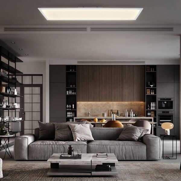 B.K. Licht Pannello LED Brian CCT, bianco, 100 x 25 cm, telecomando Brian, dimmerabile, Bianco / Opale, Studio / Ufficio, Metallo, Pannello LED