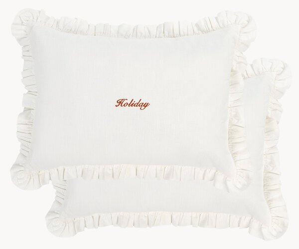 Set di 2 federe in cotone con volant Holiday