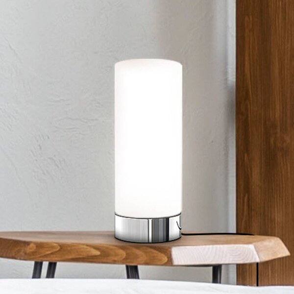 B.K. Licht Lampada da tavolo Gari, dimmerabile, Bianco / Opale, Camera da letto, Vetro, Lampada da tavolo