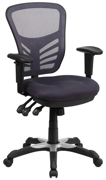 Sedia girevole ergonomica con schienale in rete e braccioli regolabili