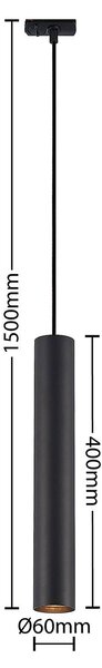 Lampada a sospensione Lindby Linaro, 40 cm, nero, monofase, GU10 Linaro, Nero, Soggiorno / Sala da pranzo, Metallo, Moderno, Lampada a binario