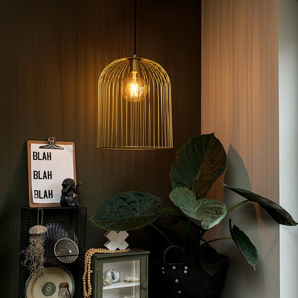 Lampada a sospensione di design oro - Wire Knock