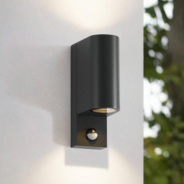 Lindby applique da esterno Palina, sensore, IP44, antracite Palina Lindby, dimmerabile, Nero, Alluminio, Moderno