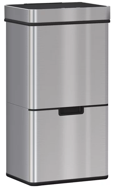 HOMCOM Pattumiera Automatica 72L con Sensore Infrarossi, 3 Scomparti e Coperchio Rimovibile, Acciaio e ABS, 42x30x81cm|Aosom
