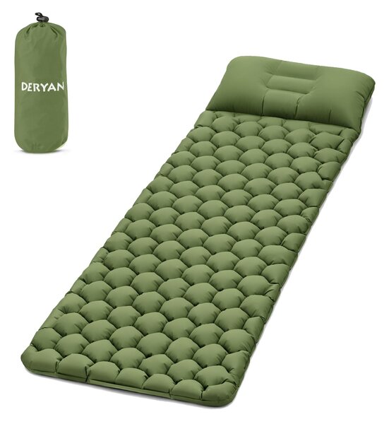 Materasso gonfiabile DERYAN – Stretcher gonfiabile per campeggio – Verde – Include una borsa da trasporto