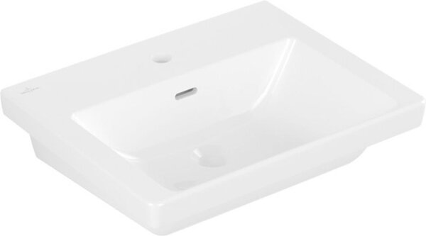 Villeroy & Boch Subway 3.0, lavabo rectangulaire, 1 trou pour robinetterie, avec trop-plein, compatible avec robinetterie 3 trous, 550x440mm, 4A7055R1, 4A7055R1
