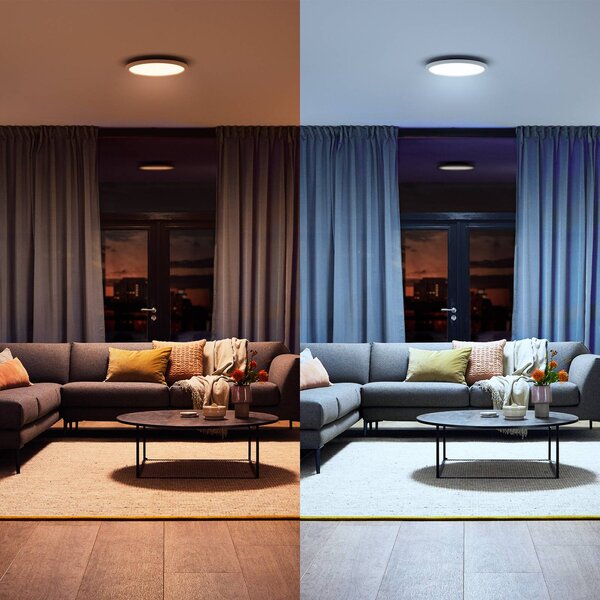 Philips Hue plafoniera LED White Ambiance Aurelle, Ø 40 cm dimmerabile, Bianco / Opale, Soggiorno / Sala da pranzo, Metallo, Moderno, Plafoniera LED