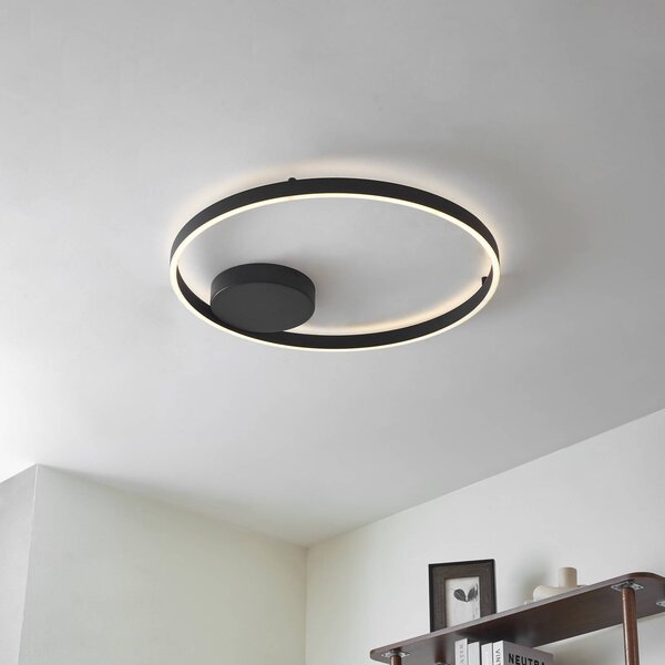 Plafoniera smart Moise Lucande, dimmerabile, Nero, Soggiorno / Sala da pranzo, Alluminio, Moderno